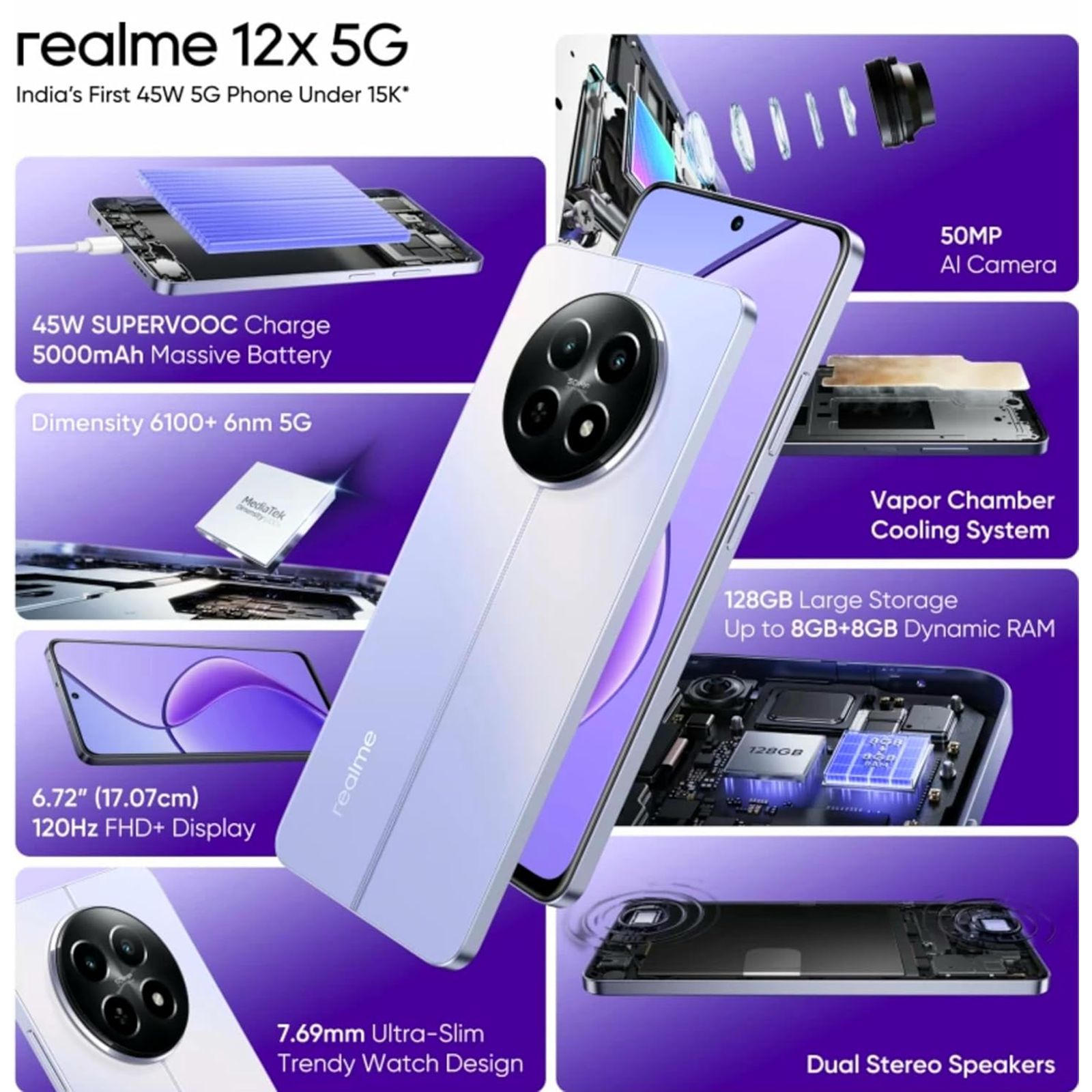Buy realme 12x 5G (6GB RAM, 128GB, Twilight Purple) Online – Croma